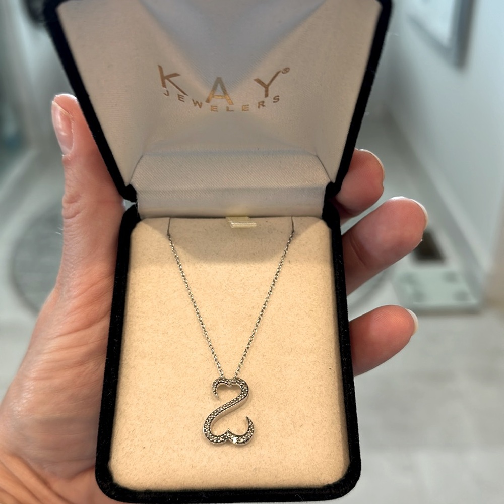 Open heart diamond necklace